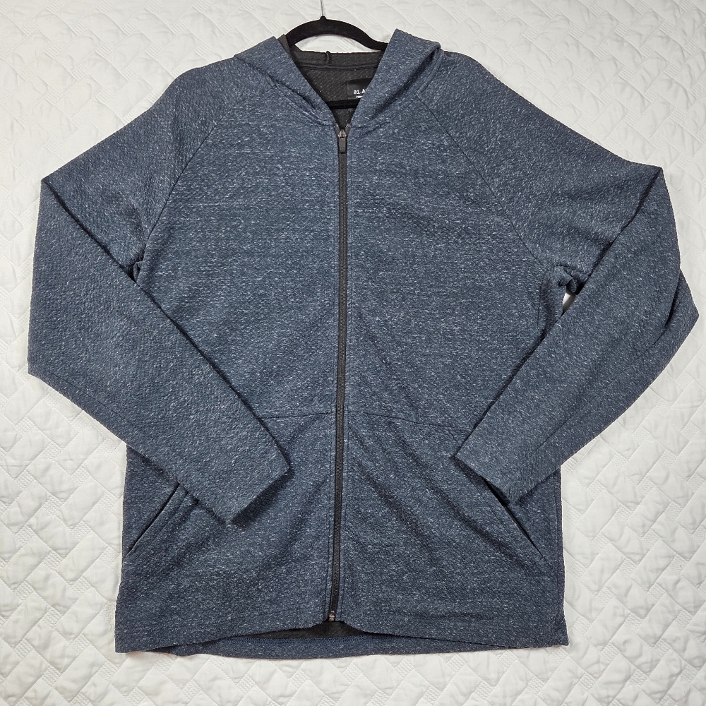 01. Algo Mens Hoodie Zip-Up Pockets Blue Size L